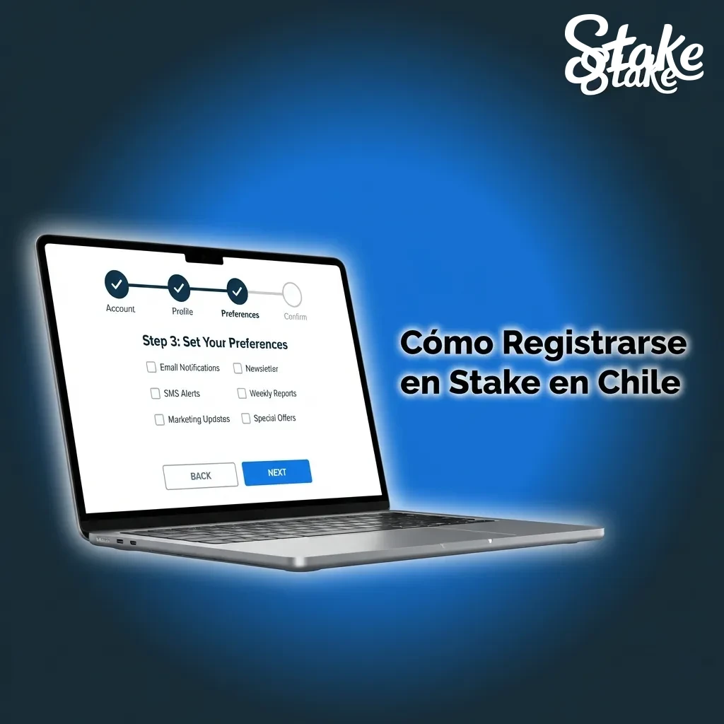 Stake Chile registration form showing step-by-step account creation process with email and password fields